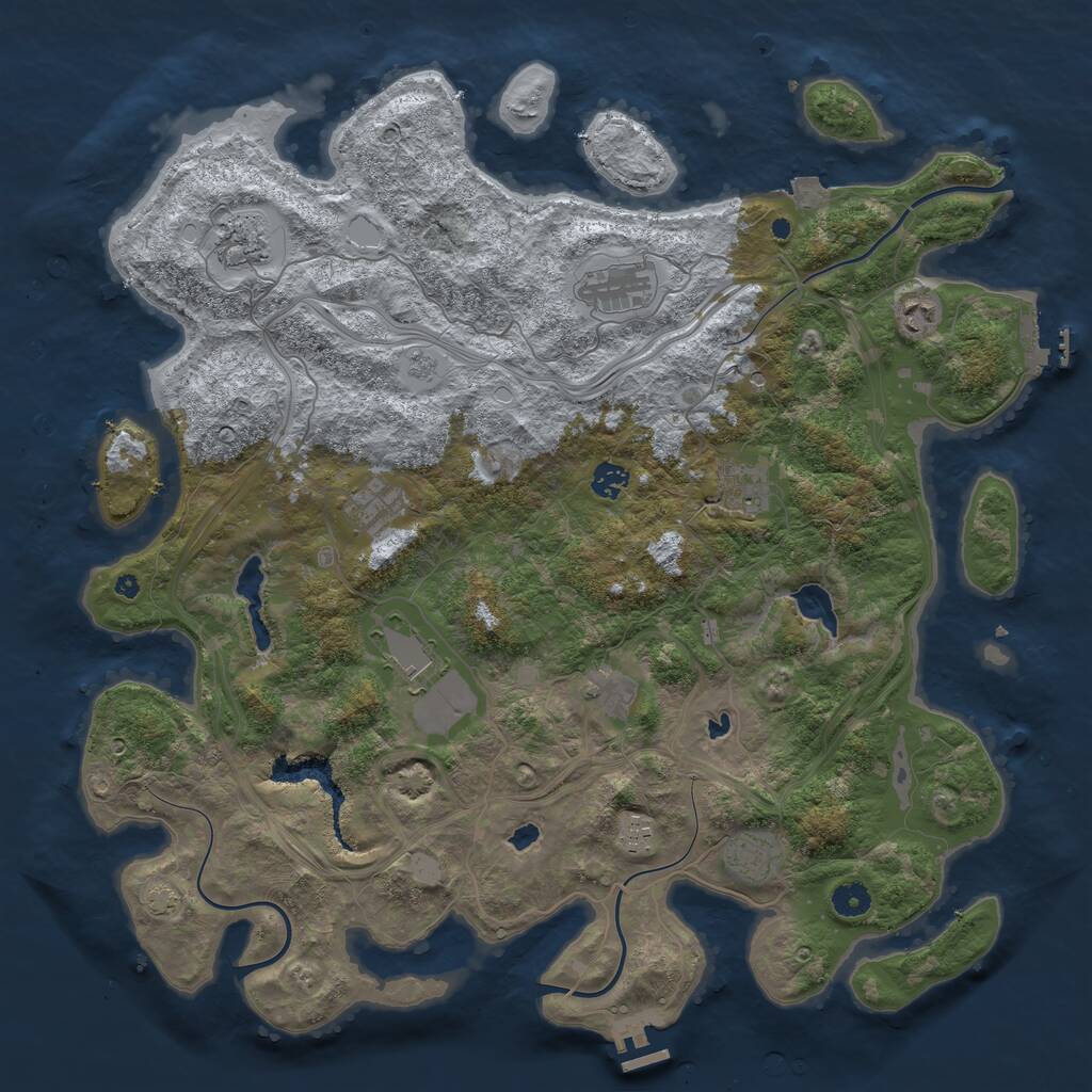 Rust Map: Procedural Map, Size: 4500, Seed: 69420691, 16 Monuments