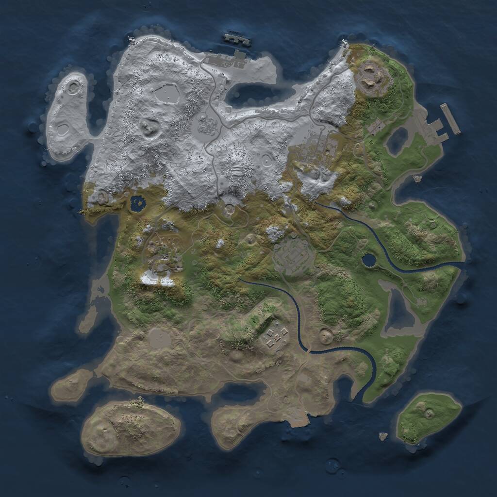 Rust Map: Procedural Map, Size: 3000, Seed: 1863377121, 10 Monuments