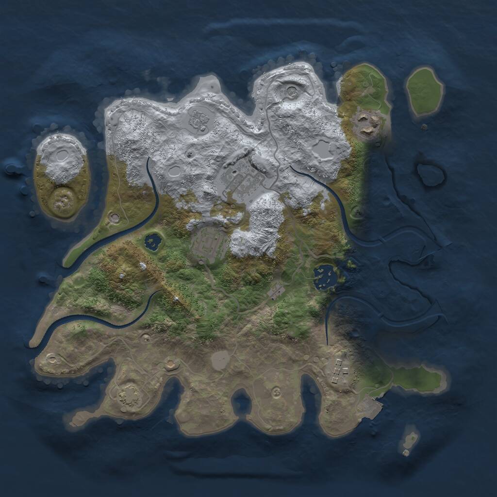 Rust Map: Procedural Map, Size: 3000, Seed: 32700349, 9 Monuments