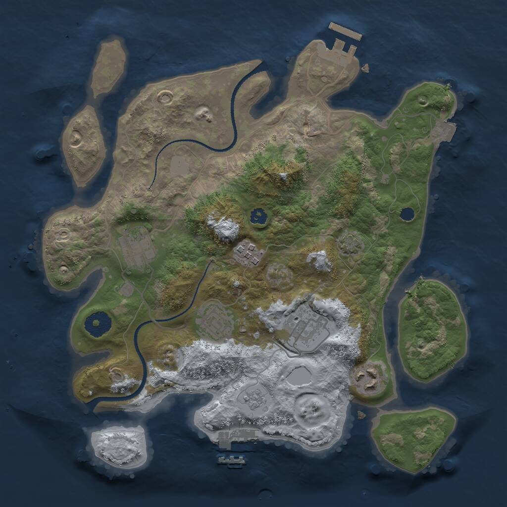 Rust Map: Procedural Map, Size: 3000, Seed: 618984325, 10 Monuments