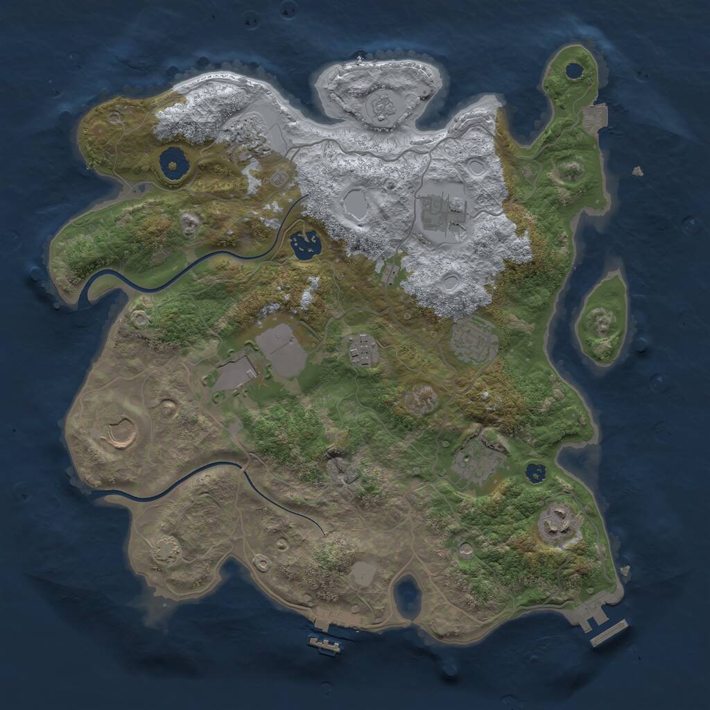 Rust Map: Procedural Map, Size: 3500, Seed: 258615080, 15 Monuments