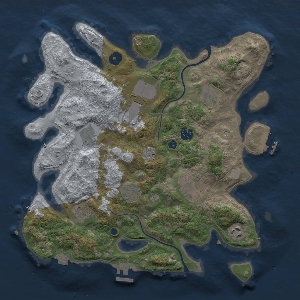 Rust Map: Procedural Map, Size: 3500, Seed: 1004379607, 15 Monuments