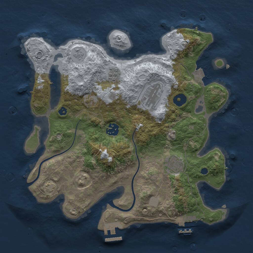 Rust Map: Procedural Map, Size: 3000, Seed: 2001839759, 9 Monuments