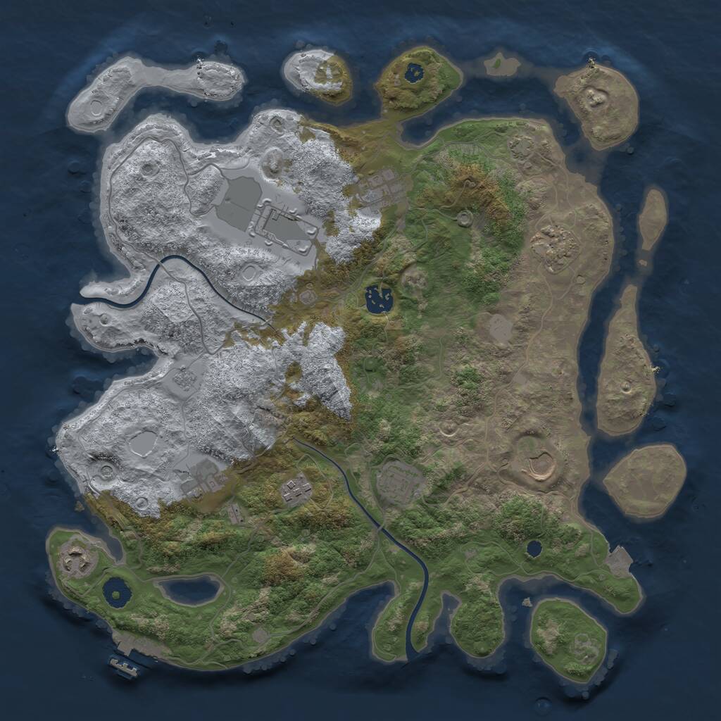 Rust Map: Procedural Map, Size: 3750, Seed: 155693594, 14 Monuments