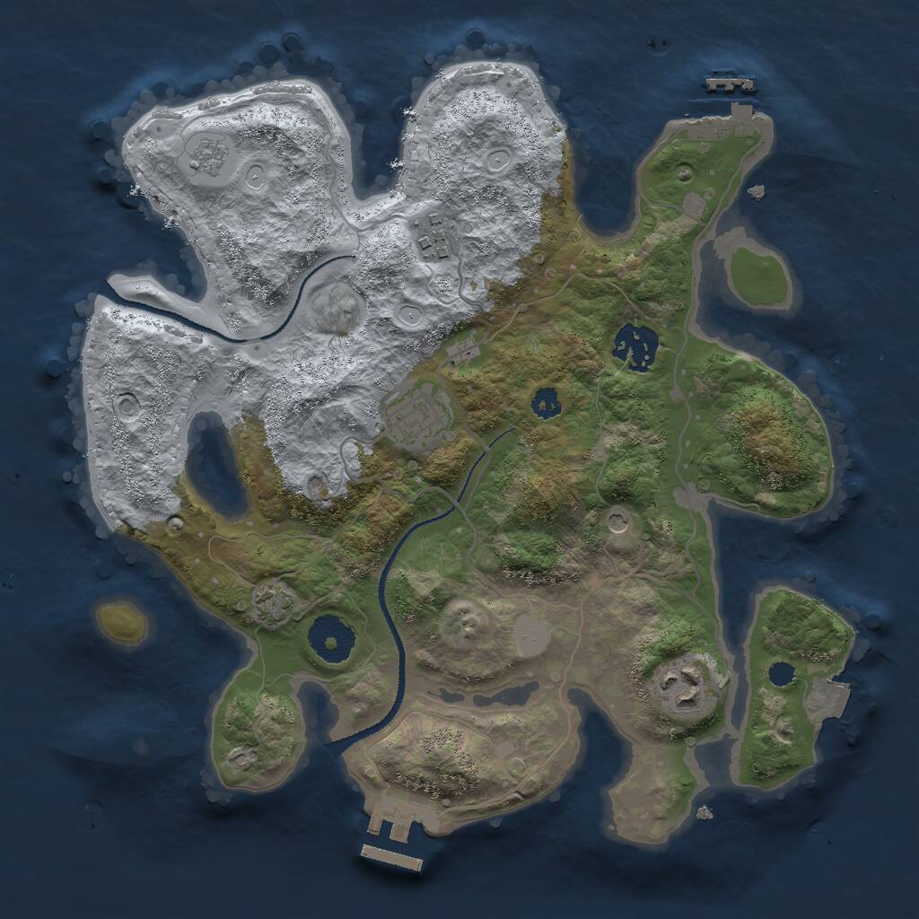 Rust Map: Procedural Map, Size: 3000, Seed: 32858, 10 Monuments