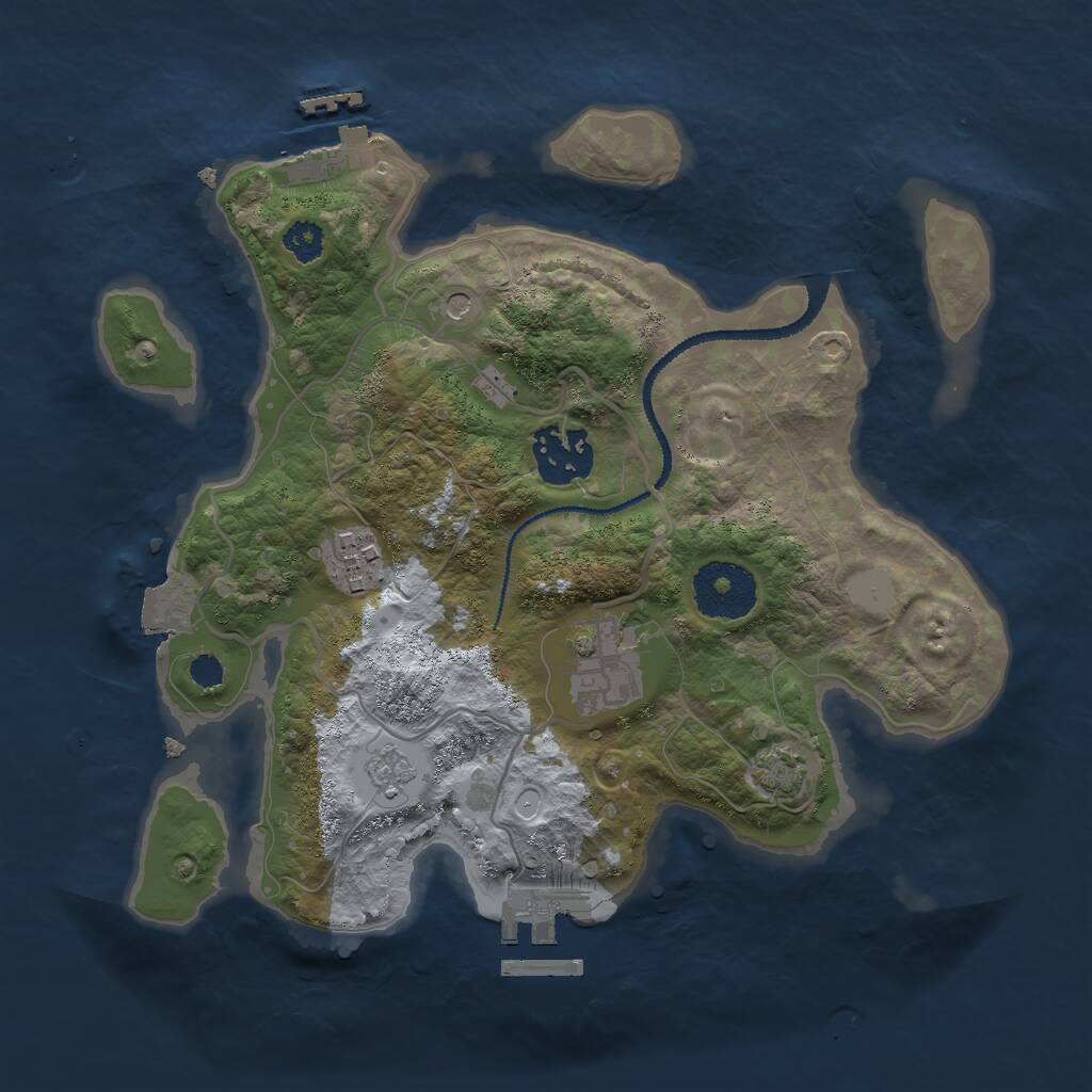 Rust Map: Procedural Map, Size: 2700, Seed: 2030583414, 9 Monuments