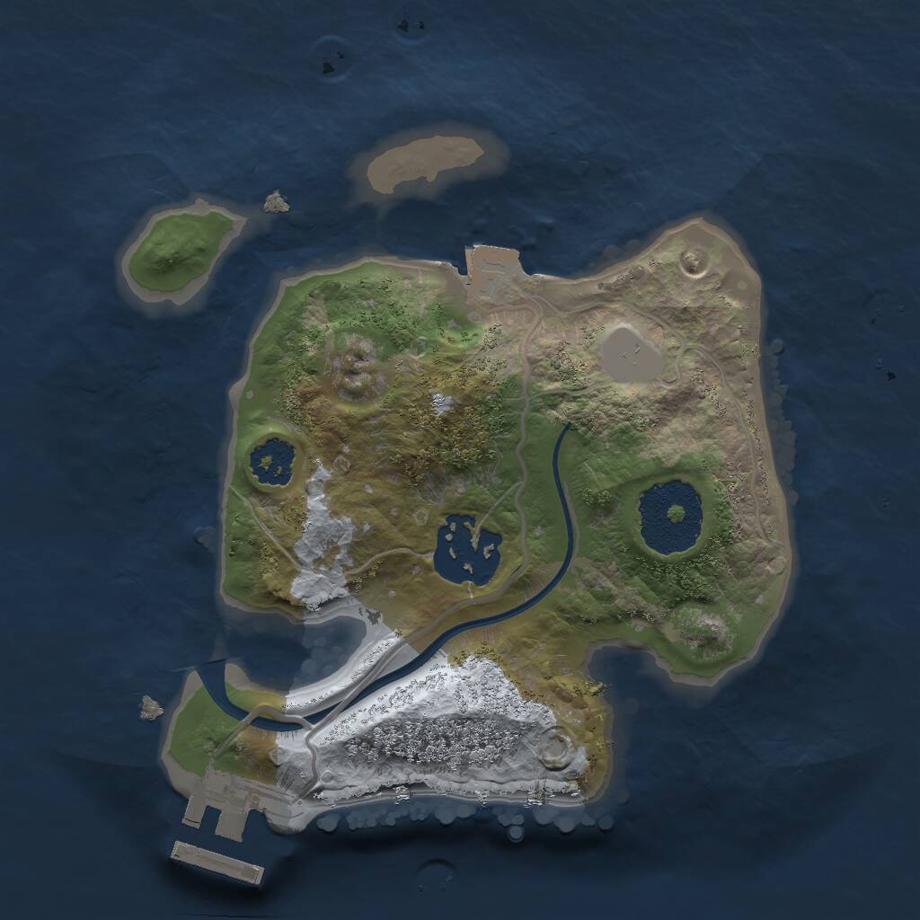 Rust Map: Procedural Map, Size: 2000, Seed: 2118892753, 3 Monuments