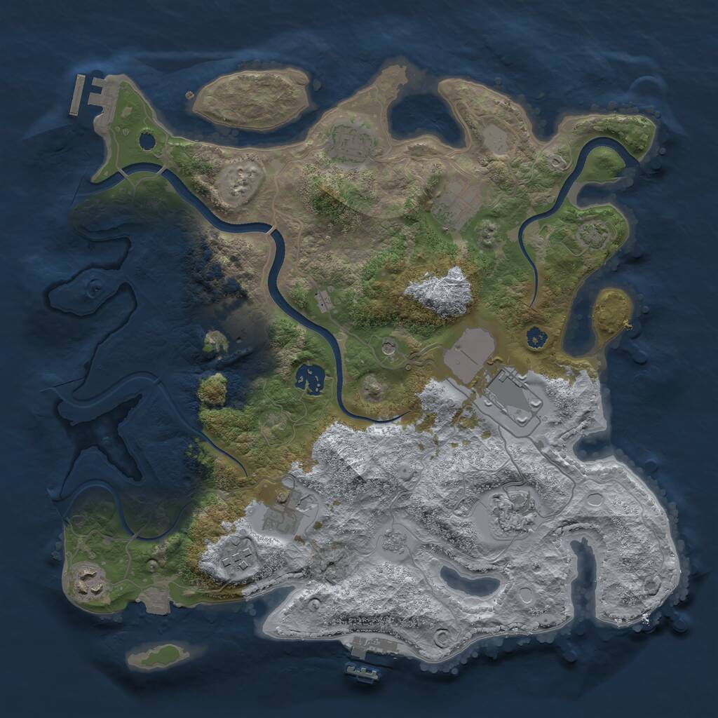 Rust Map: Procedural Map, Size: 3500, Seed: 666507460, 15 Monuments