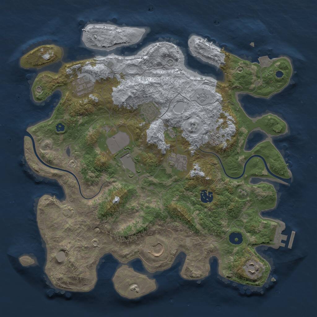 Rust Map: Procedural Map, Size: 3600, Seed: 667044806, 13 Monuments