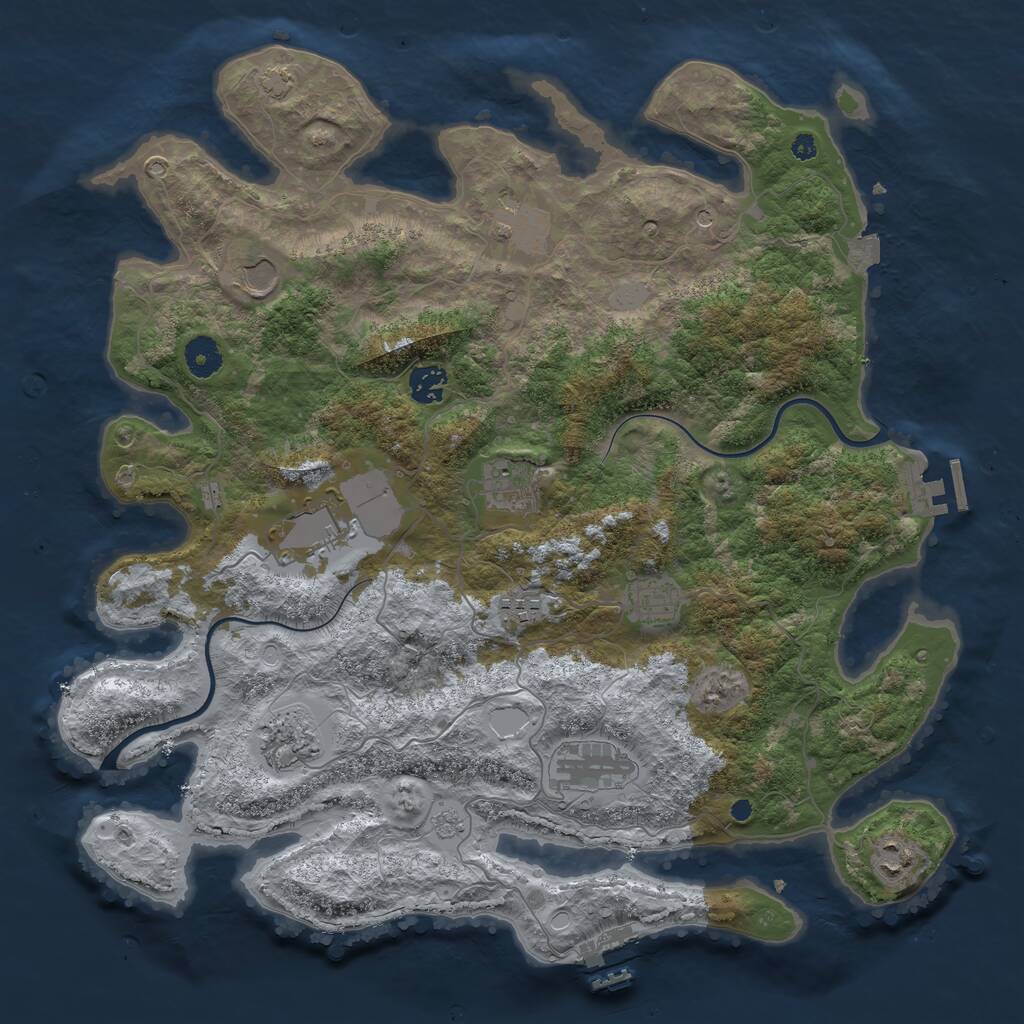 Rust Map: Procedural Map, Size: 3963, Seed: 45654, 16 Monuments