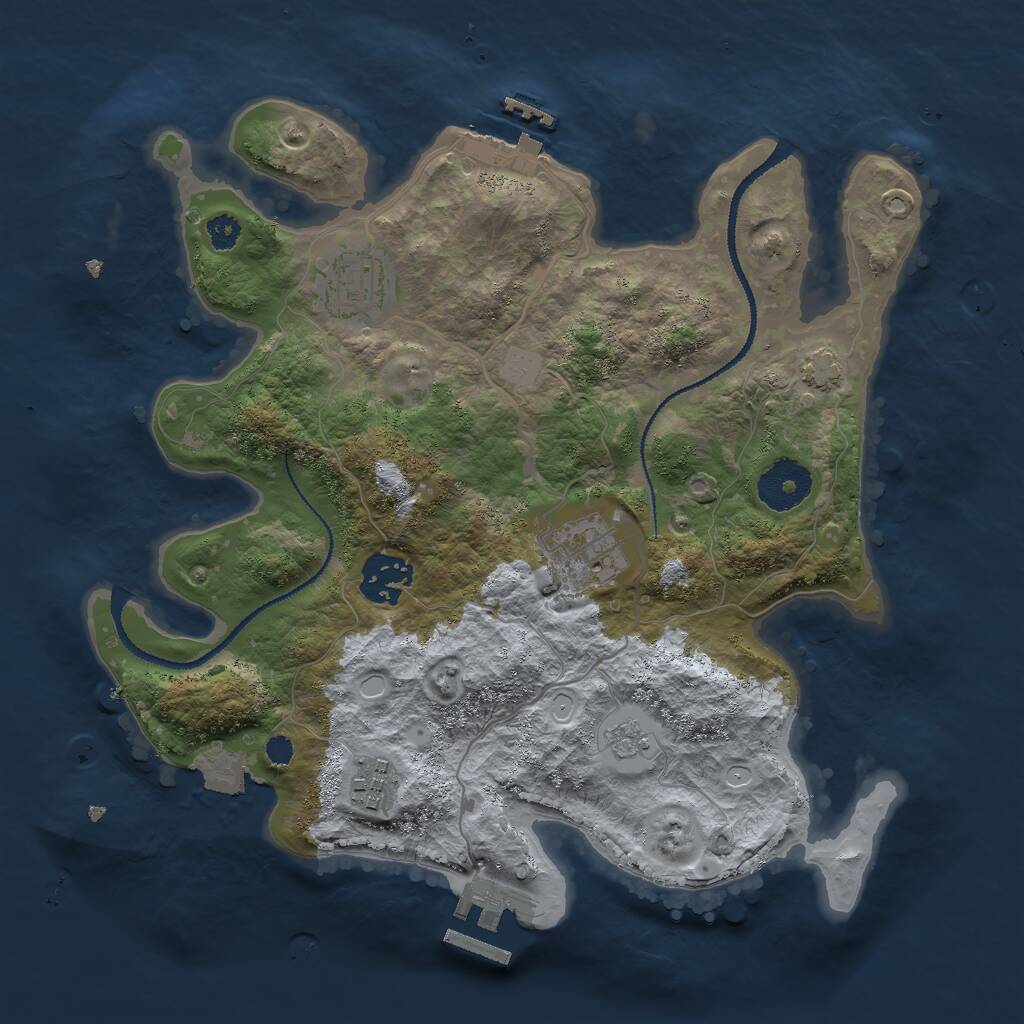 Rust Map: Procedural Map, Size: 3000, Seed: 607762128, 9 Monuments