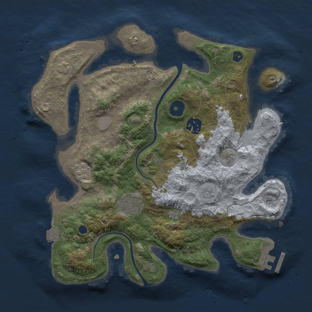 Rust Map: Procedural Map, Size: 3000, Seed: 1083731673, 8 Monuments