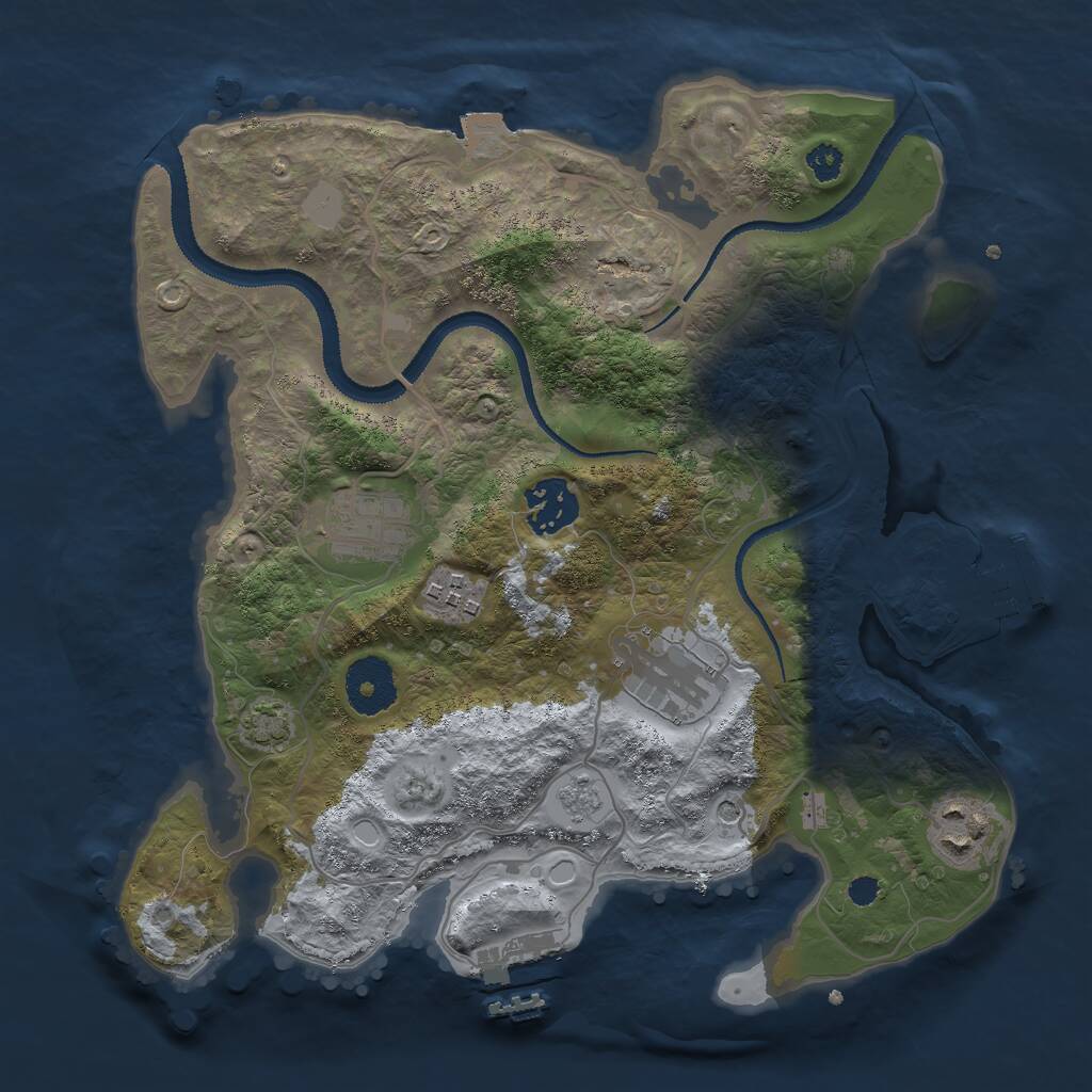 Rust Map: Procedural Map, Size: 3000, Seed: 123367677, 11 Monuments