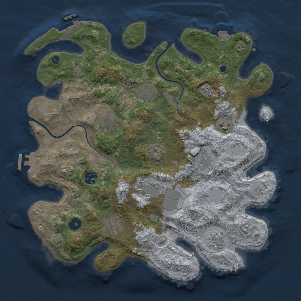 Rust Map: Procedural Map, Size: 3693, Seed: 1039587713, 15 Monuments