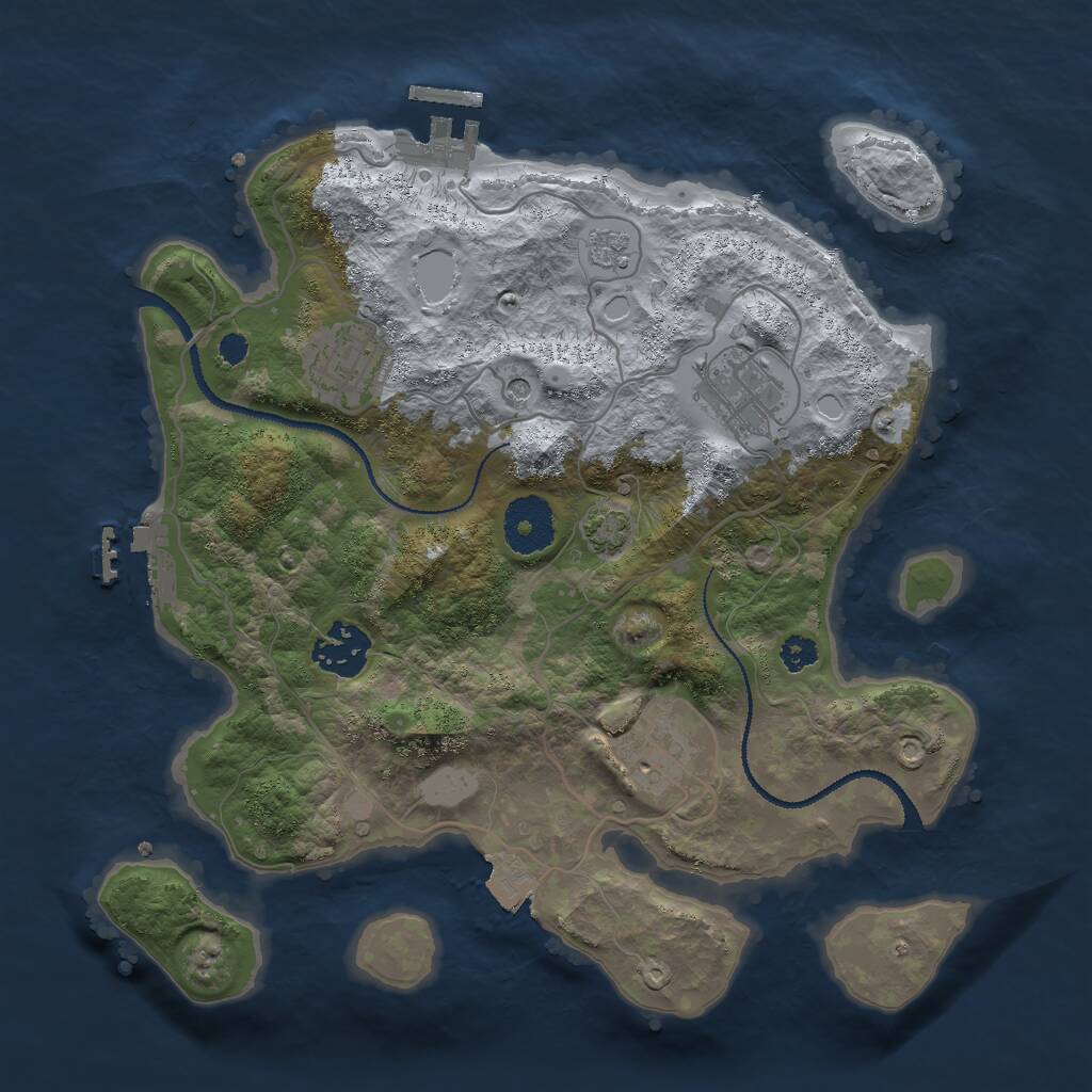 Rust Map: Procedural Map, Size: 3000, Seed: 1286731894, 10 Monuments