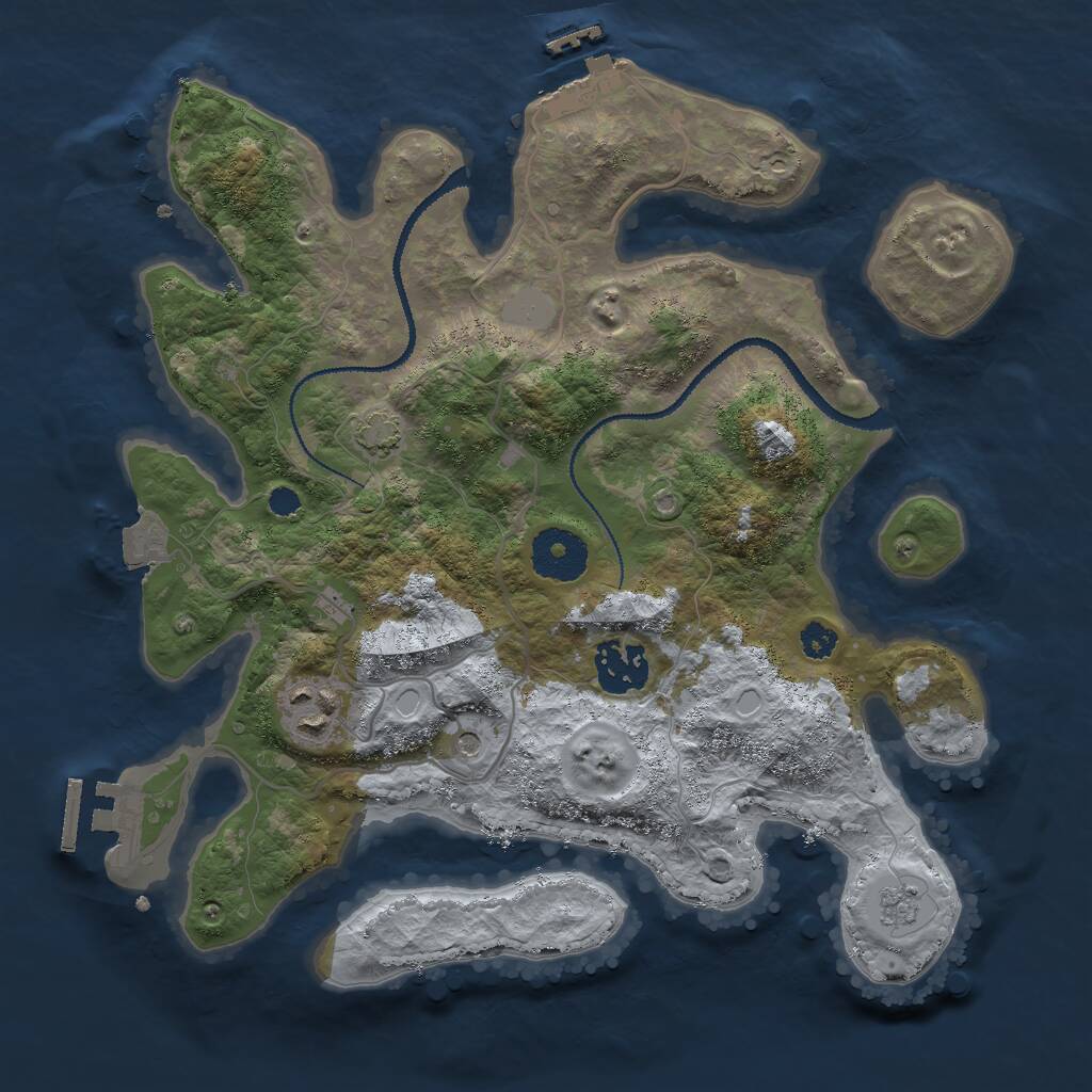 Rust Map: Procedural Map, Size: 3000, Seed: 465634211, 8 Monuments