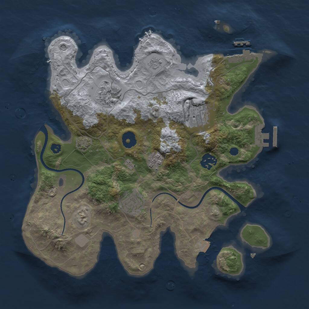 Rust Map: Procedural Map, Size: 3000, Seed: 81273912, 10 Monuments