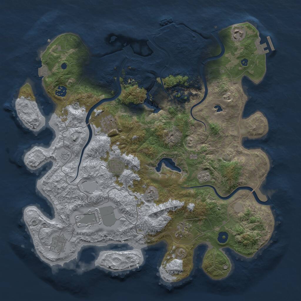 Rust Map: Procedural Map, Size: 4000, Seed: 1651743661, 14 Monuments