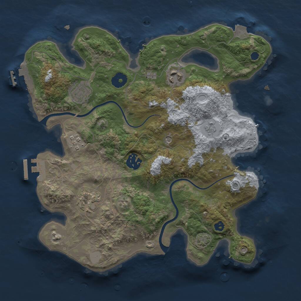 Rust Map: Procedural Map, Size: 3000, Seed: 1679242573, 11 Monuments