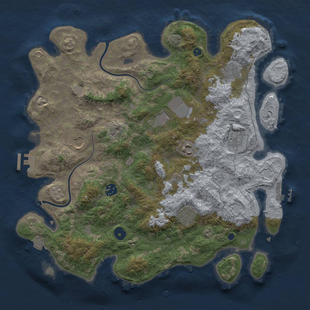 Rust Map: Procedural Map, Size: 3800, Seed: 56910483, 13 Monuments