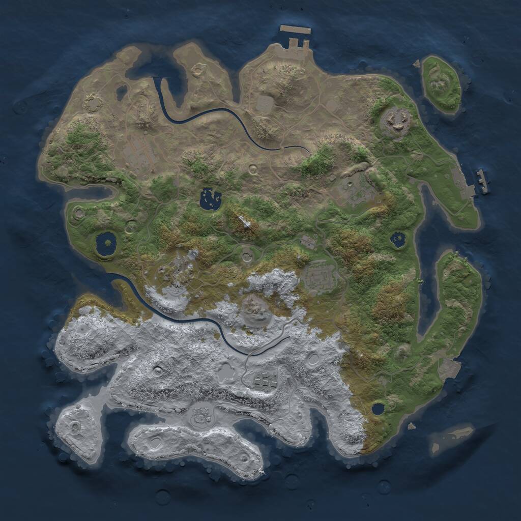 Rust Map: Procedural Map, Size: 3450, Seed: 654654616, 13 Monuments