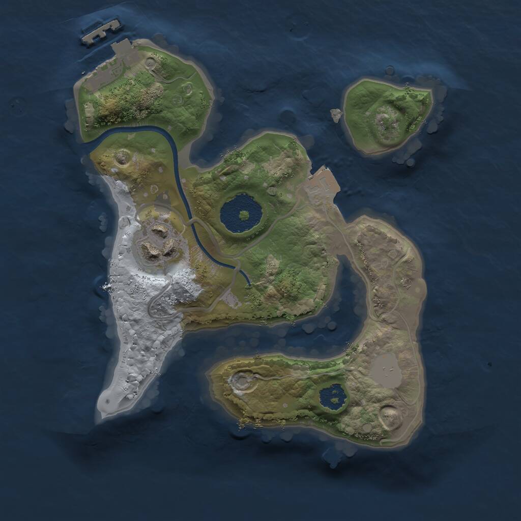 Rust Map: Procedural Map, Size: 2000, Seed: 1996151781, 3 Monuments
