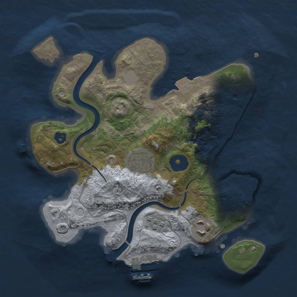 Rust Map: Procedural Map, Size: 2500, Seed: 23122, 5 Monuments