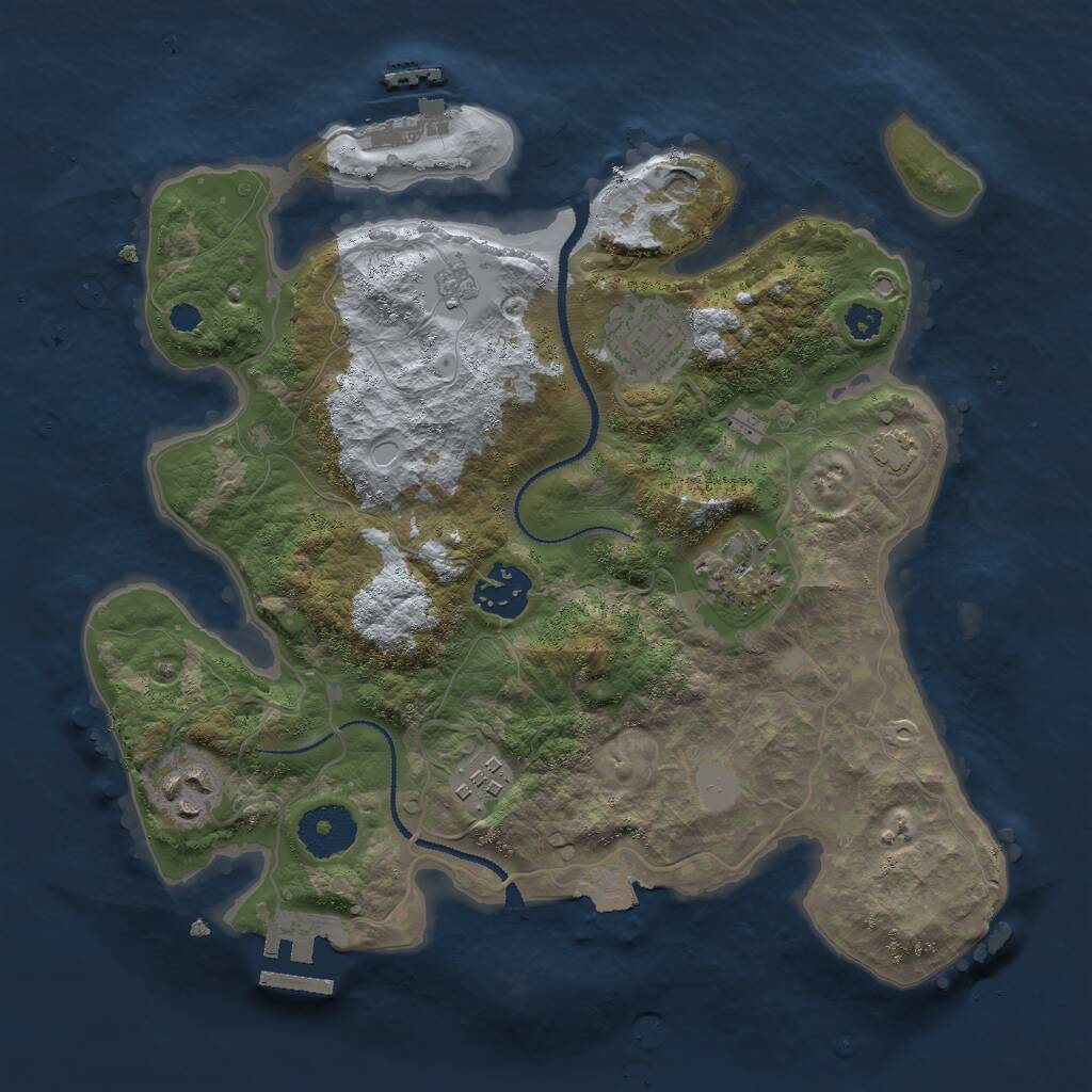 Rust Map: Procedural Map, Size: 3000, Seed: 6954432, 10 Monuments