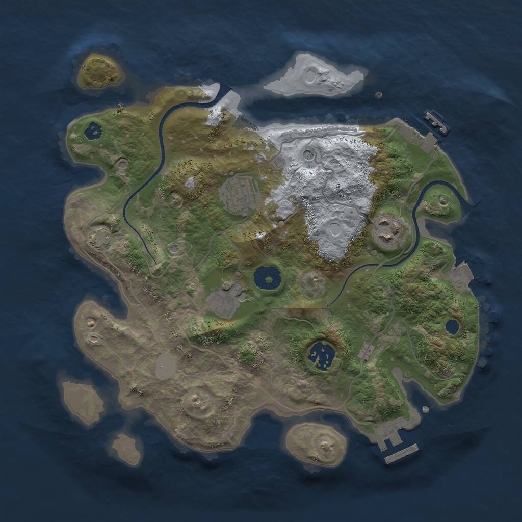 Rust Map: Procedural Map, Size: 3000, Seed: 1463463643, 9 Monuments