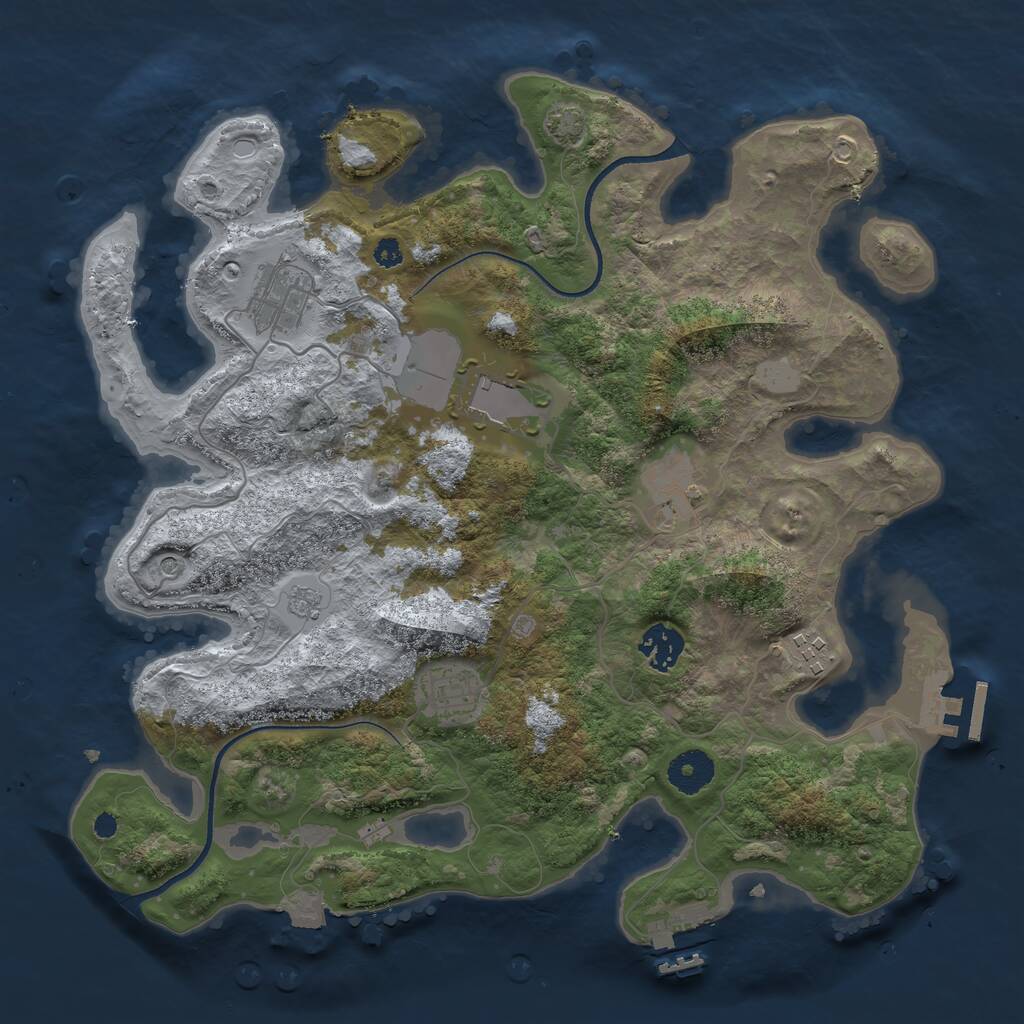 Rust Map: Procedural Map, Size: 3500, Seed: 1993020839, 12 Monuments