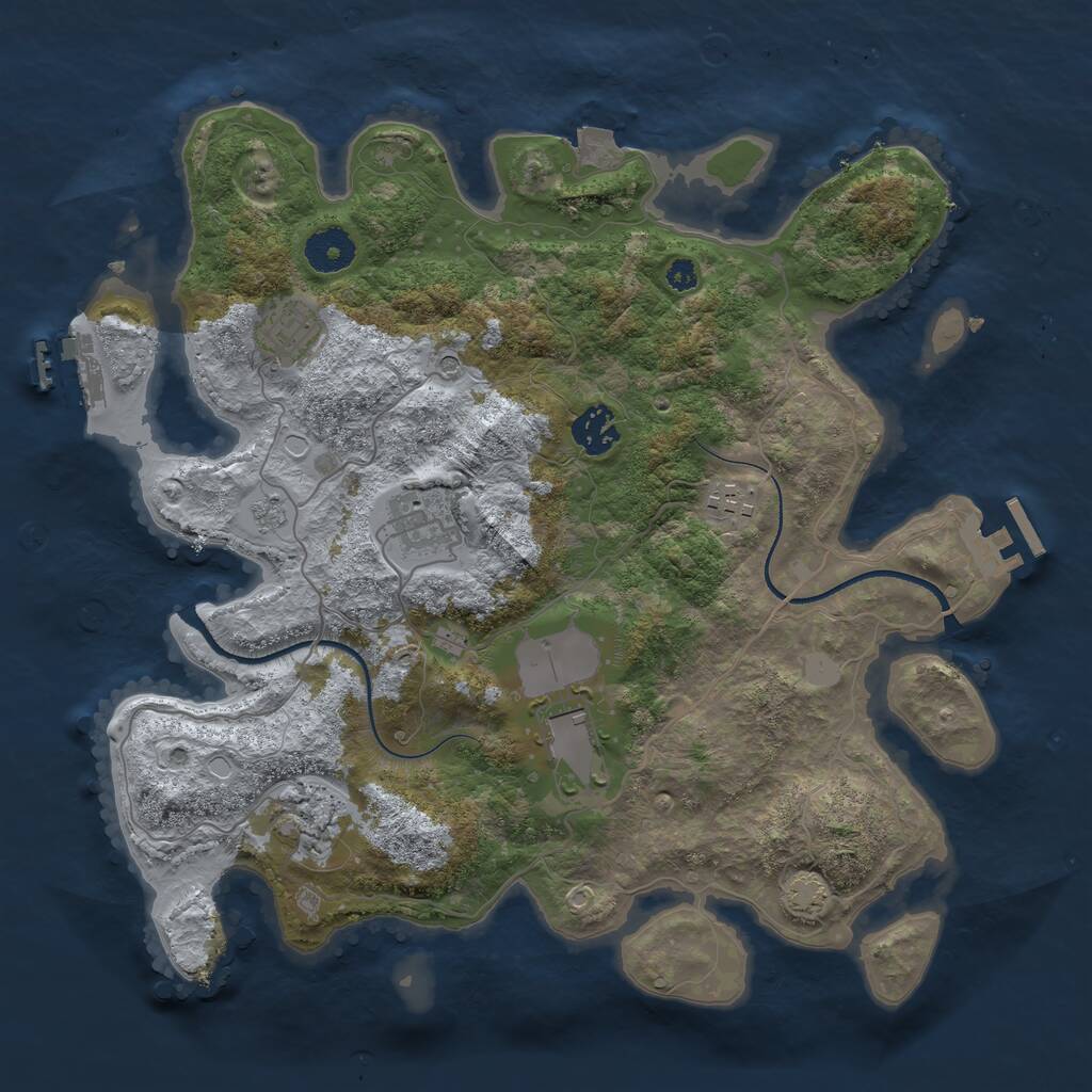 Rust Map: Procedural Map, Size: 3500, Seed: 1074934313, 12 Monuments