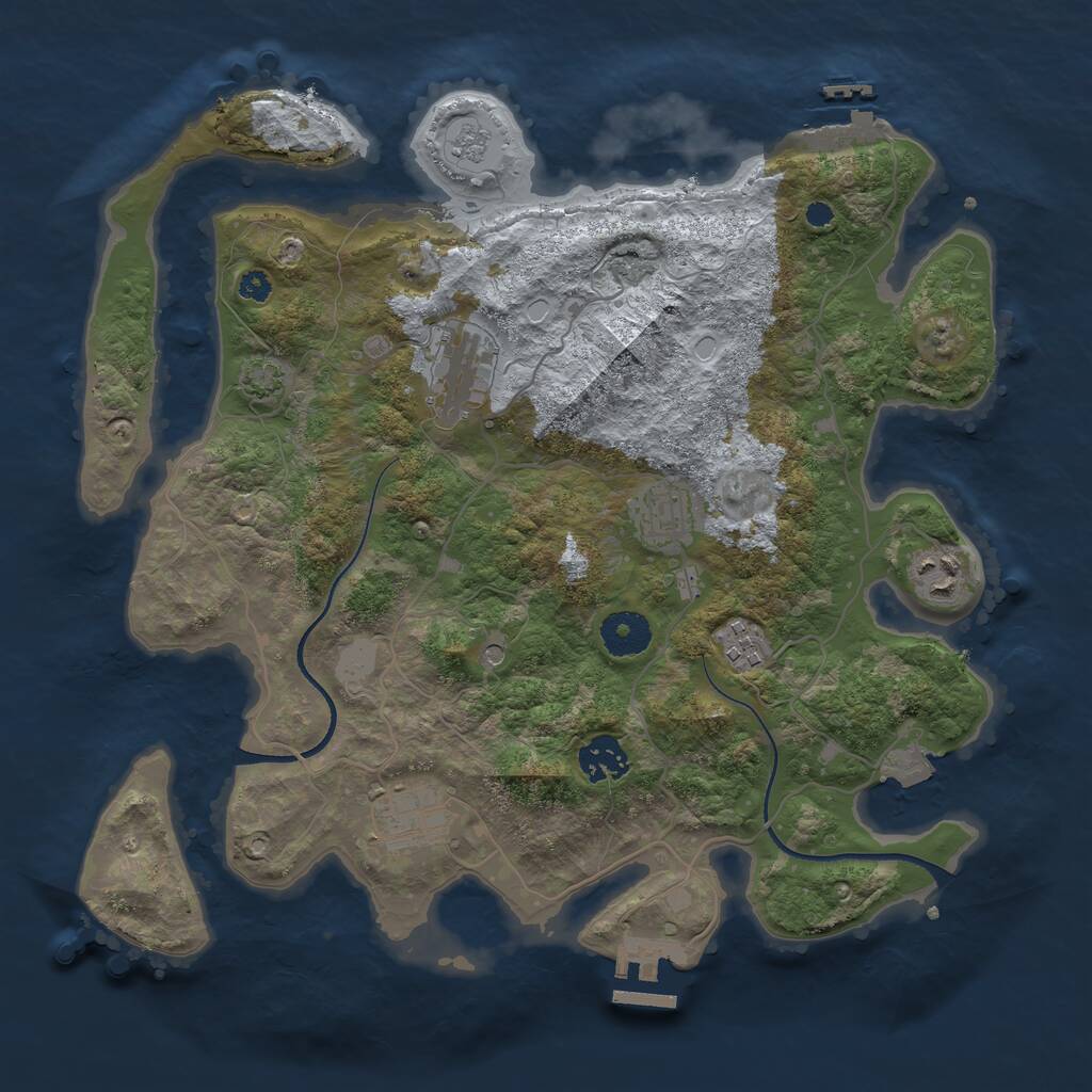Rust Map: Procedural Map, Size: 3450, Seed: 69372, 12 Monuments