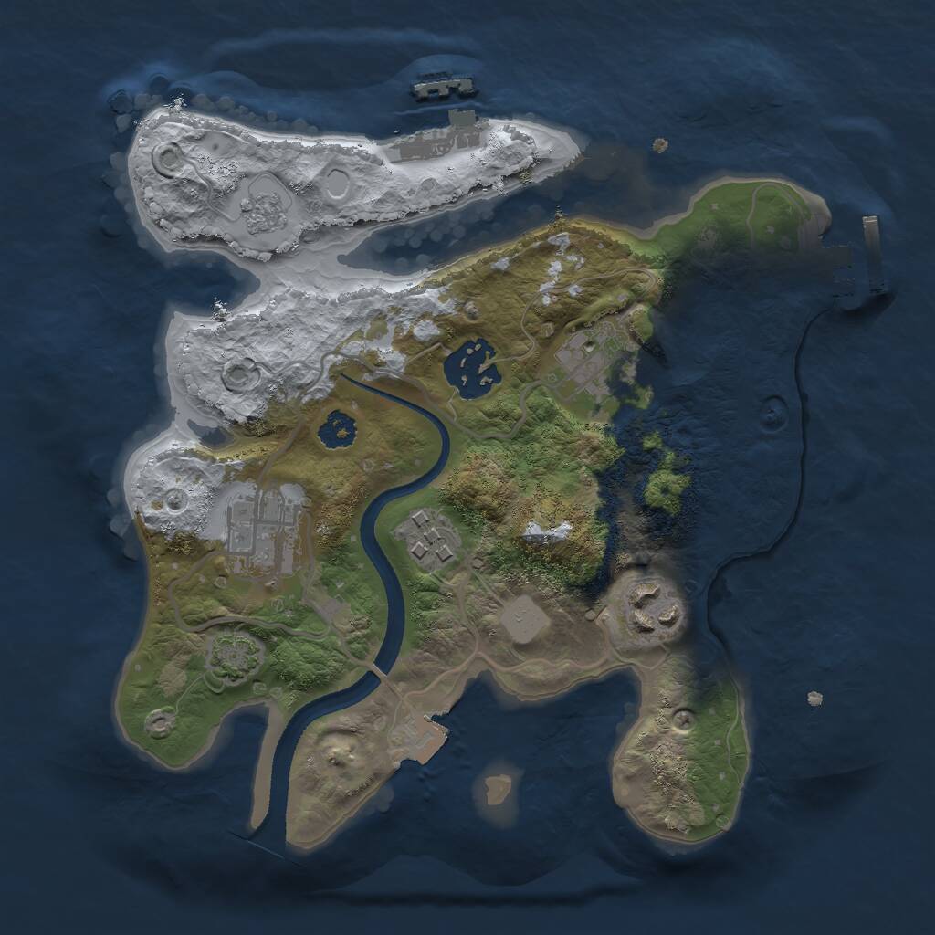 Rust Map: Procedural Map, Size: 2500, Seed: 521855, 10 Monuments