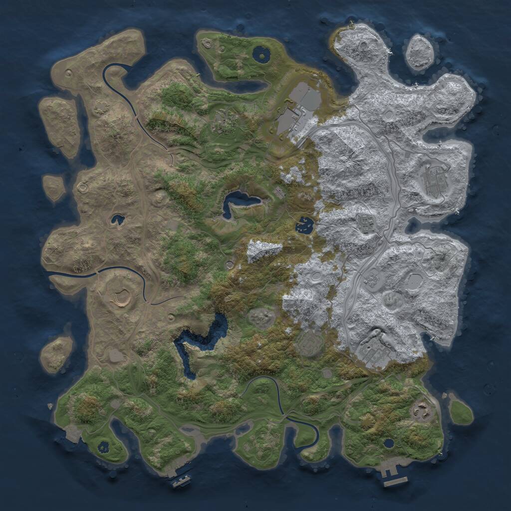 Rust Map: Procedural Map, Size: 4300, Seed: 64516, 15 Monuments