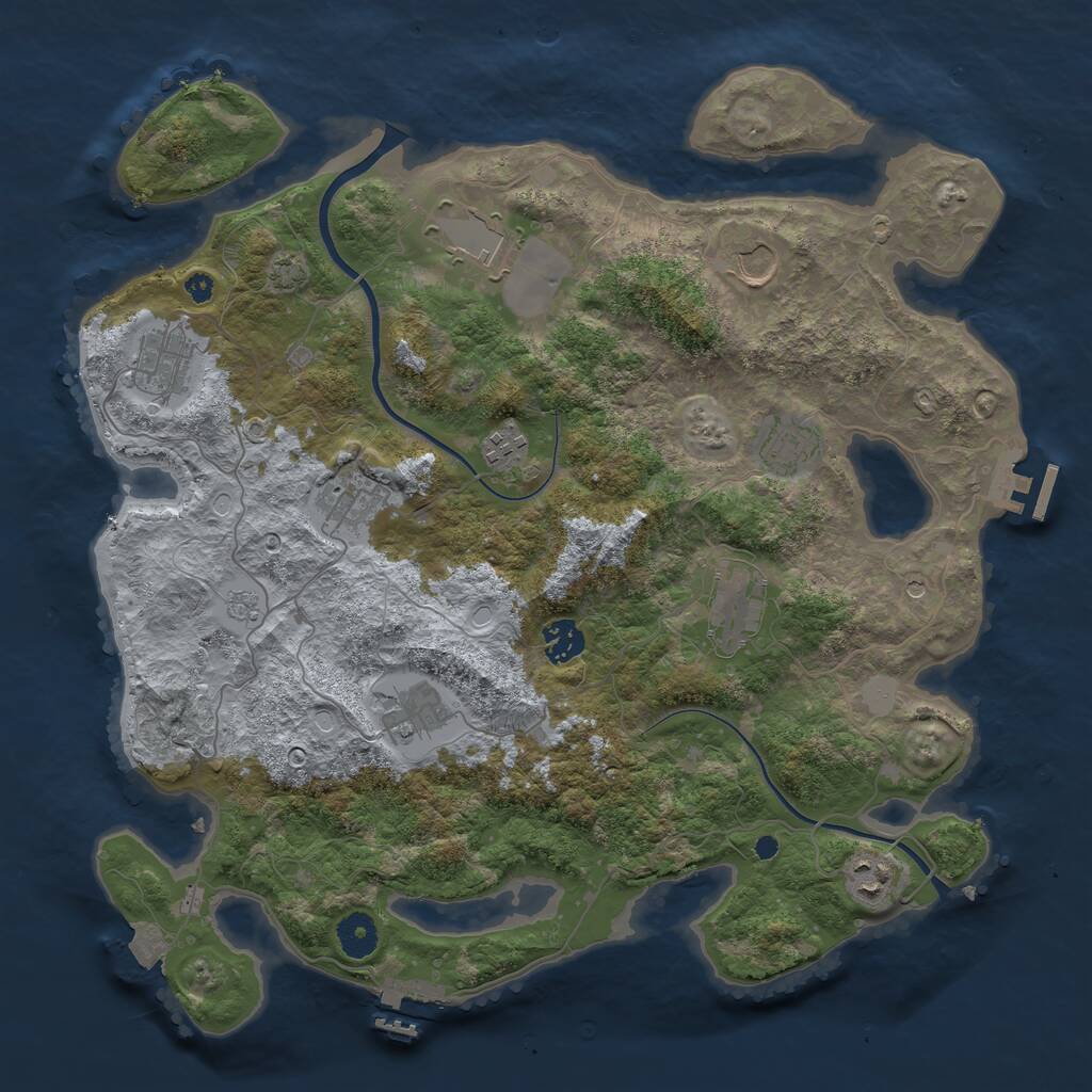 Rust Map: Procedural Map, Size: 3850, Seed: 77556272, 16 Monuments