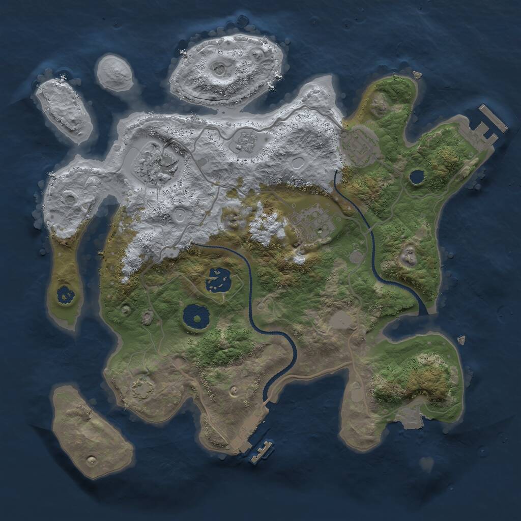 Rust Map: Procedural Map, Size: 3000, Seed: 38535, 10 Monuments