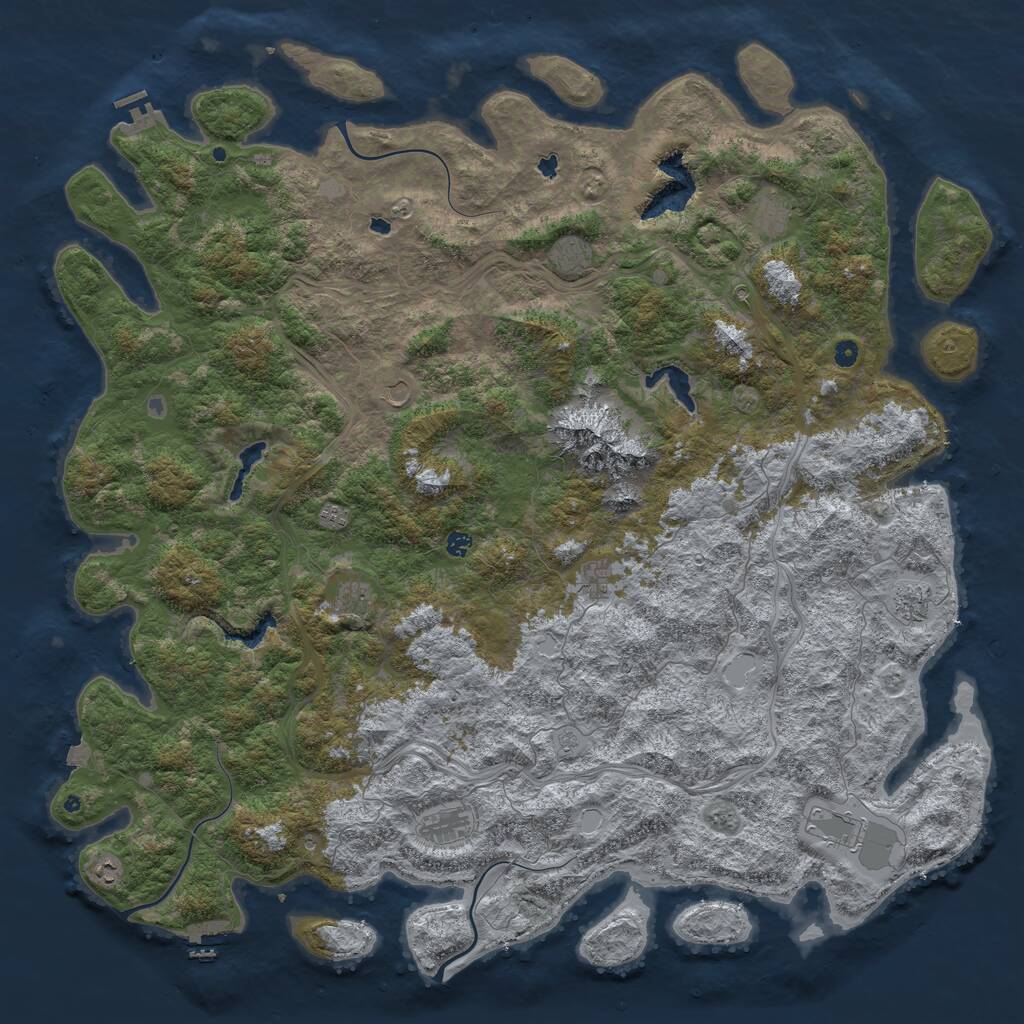 Rust Map: Procedural Map, Size: 6000, Seed: 509182872, 17 Monuments