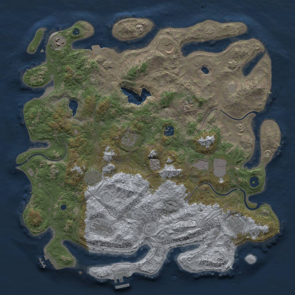 Rust Map: Procedural Map, Size: 4250, Seed: 641210558, 16 Monuments