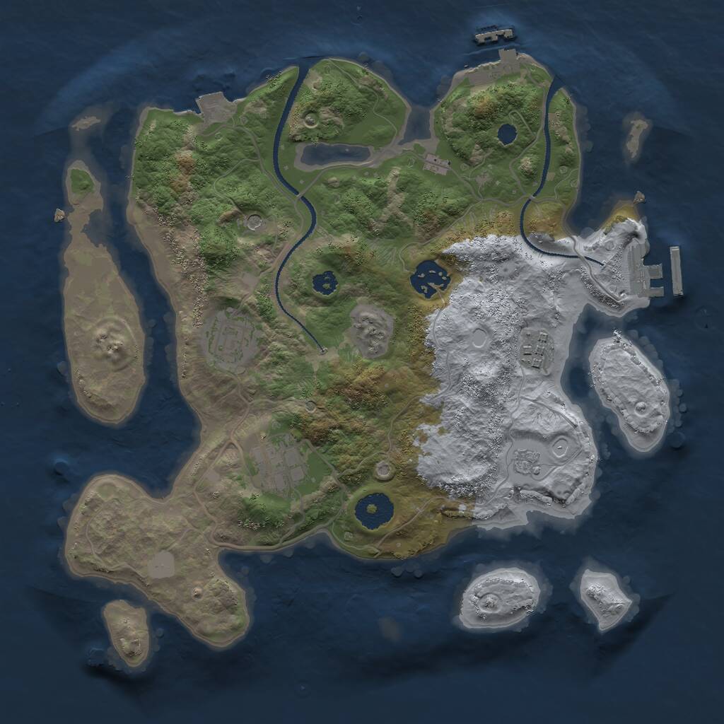 Rust Map: Procedural Map, Size: 3000, Seed: 26425, 9 Monuments