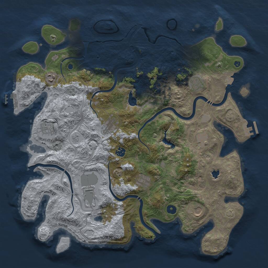 Rust Map: Procedural Map, Size: 4250, Seed: 866360990, 16 Monuments