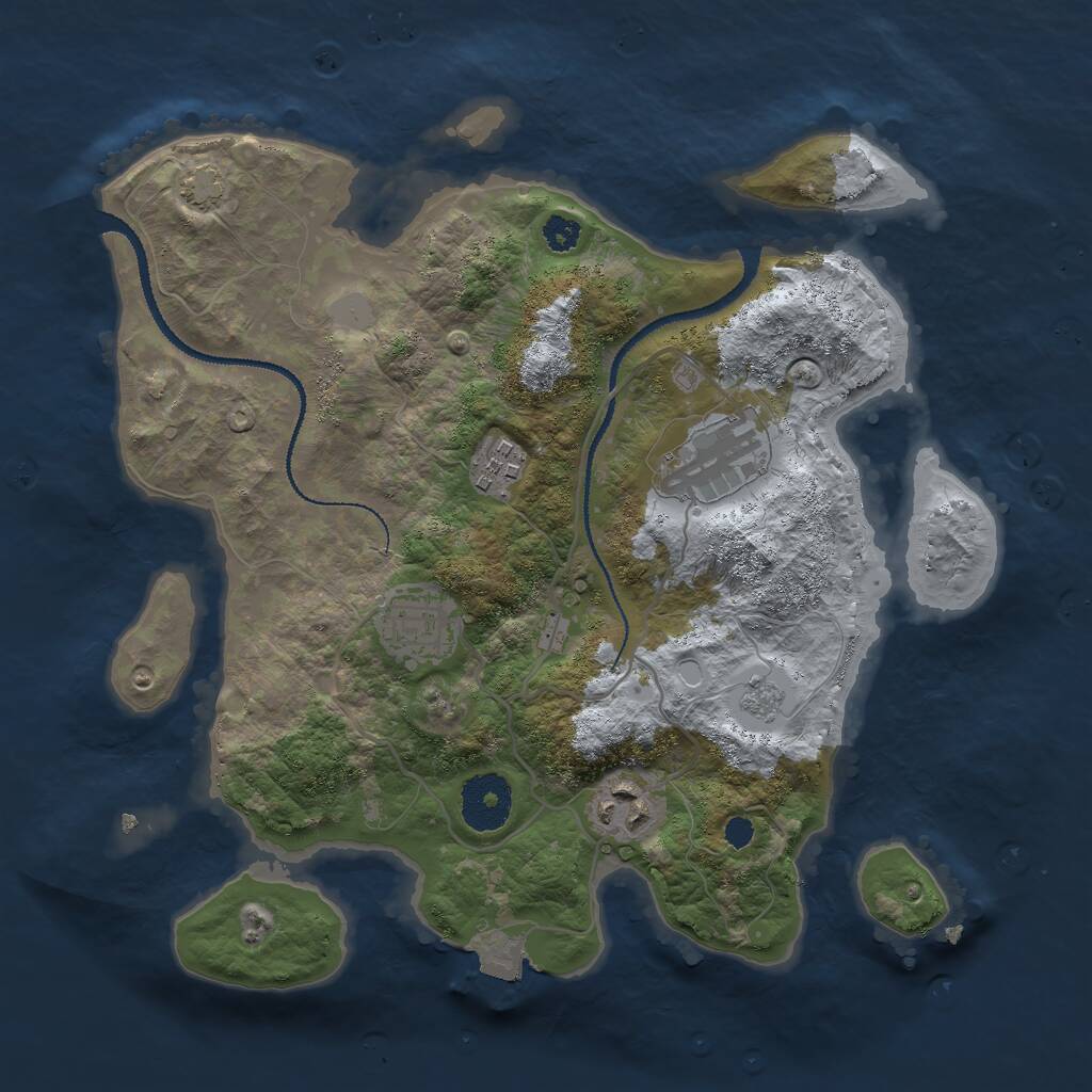 Rust Map: Procedural Map, Size: 3000, Seed: 91237593, 7 Monuments