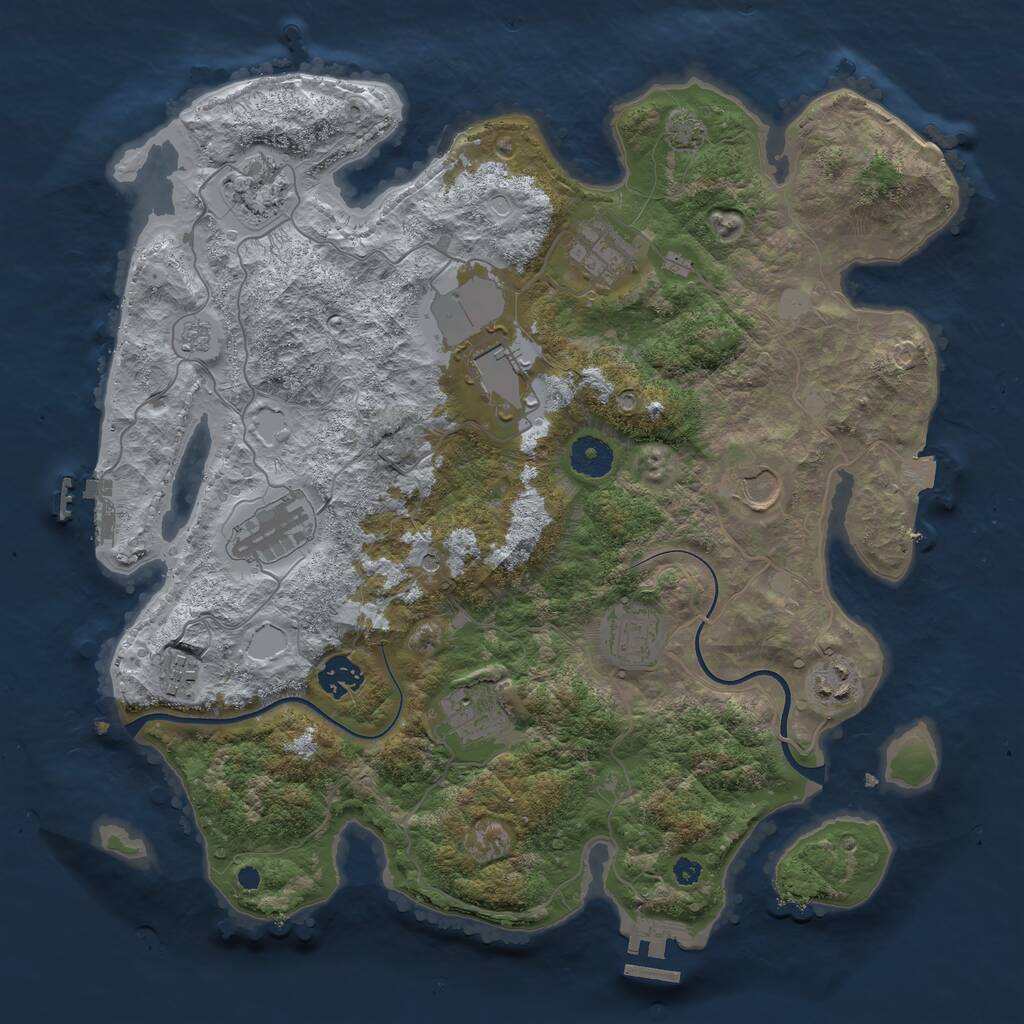Rust Map: Procedural Map, Size: 3700, Seed: 1875978943, 16 Monuments