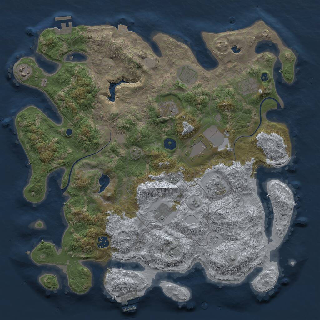 Rust Map: Procedural Map, Size: 4000, Seed: 41022, 15 Monuments
