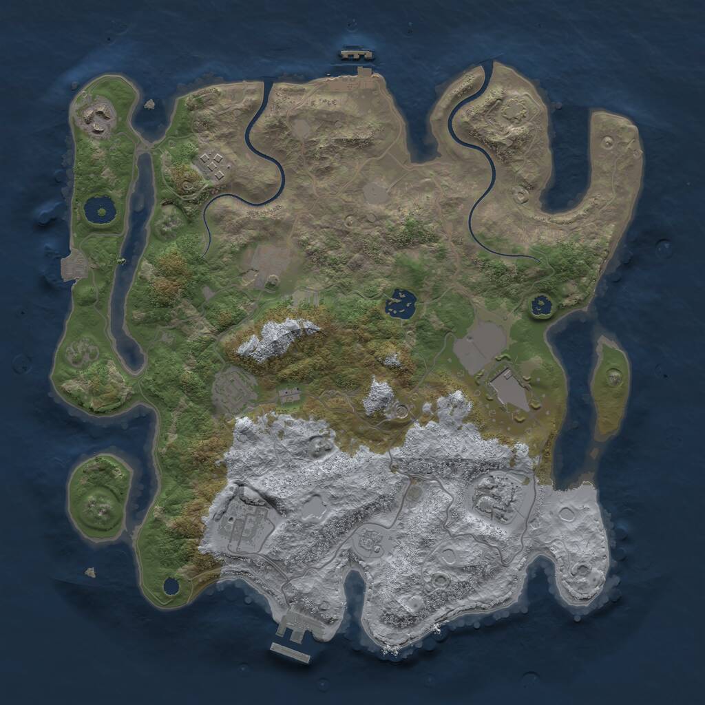 Rust Map: Procedural Map, Size: 3500, Seed: 412424124, 14 Monuments