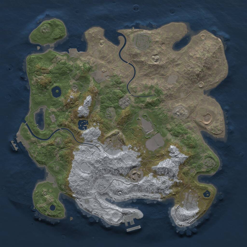Rust Map: Procedural Map, Size: 3500, Seed: 953300663, 15 Monuments