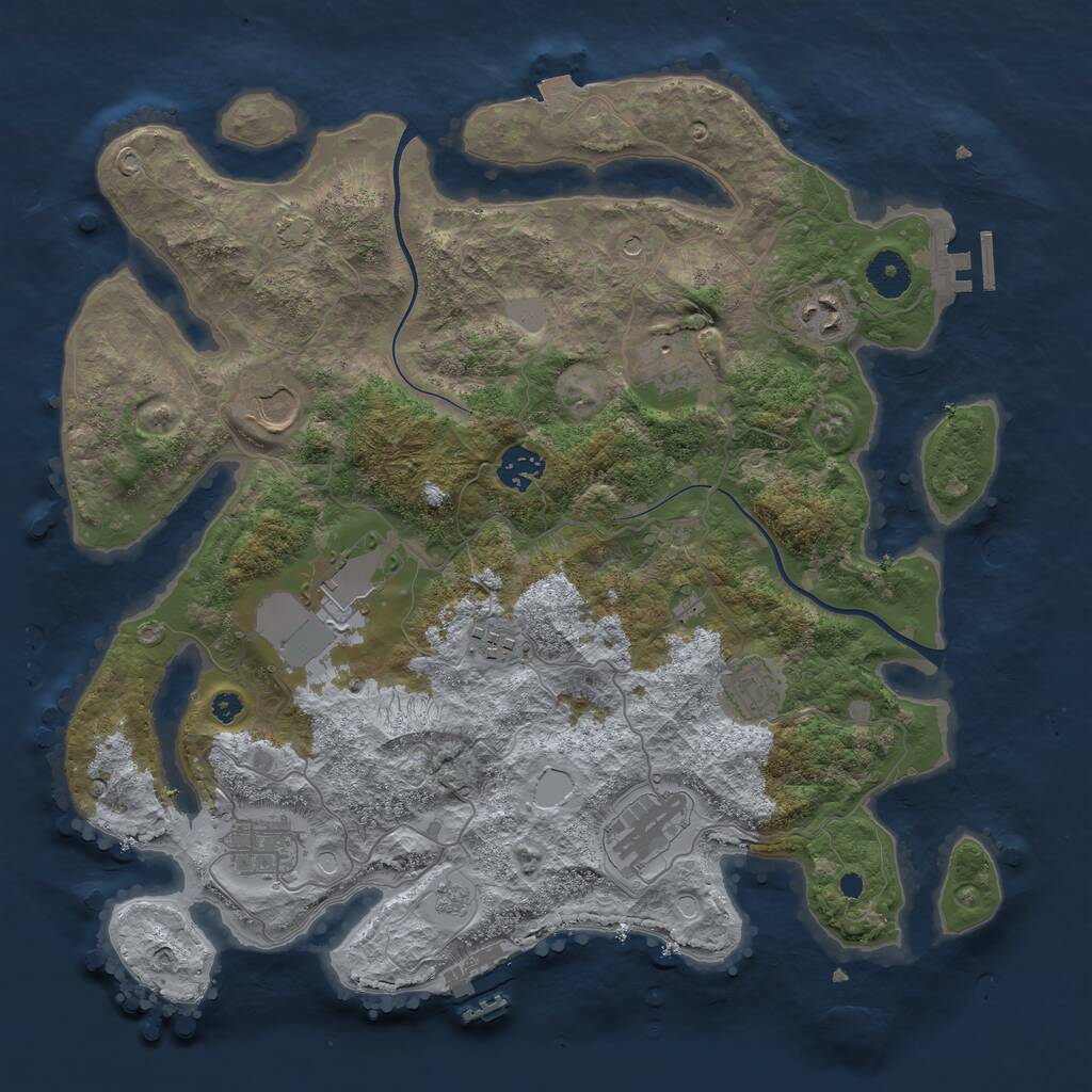 Rust Map: Procedural Map, Size: 3700, Seed: 592080663, 15 Monuments