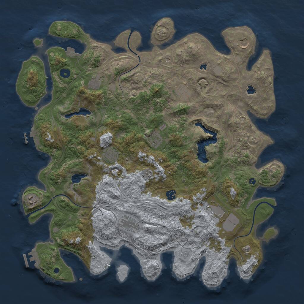 Rust Map: Procedural Map, Size: 4500, Seed: 2108273744, 16 Monuments
