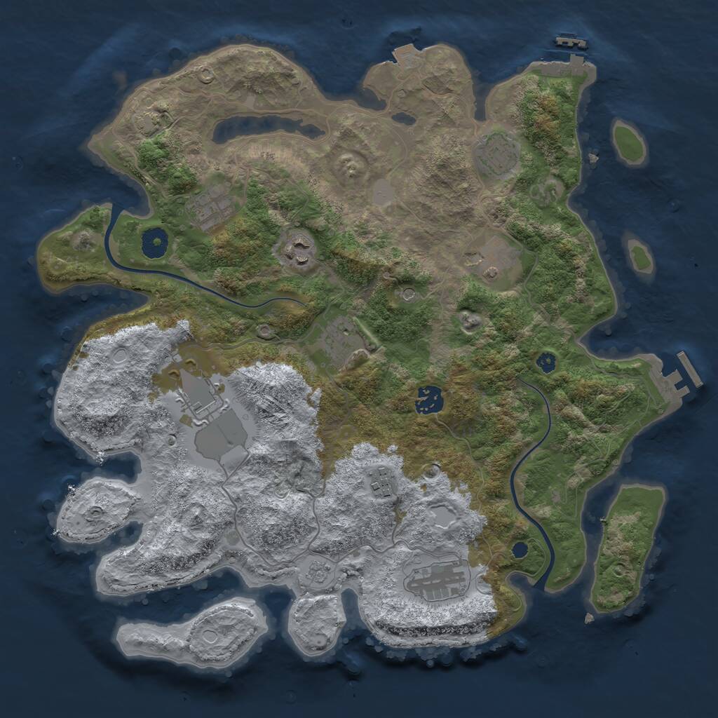 Rust Map: Procedural Map, Size: 3700, Seed: 863823610, 15 Monuments