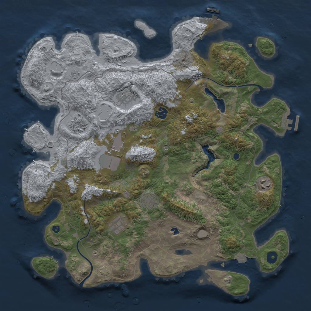 Rust Map: Procedural Map, Size: 4000, Seed: 1041580948, 13 Monuments