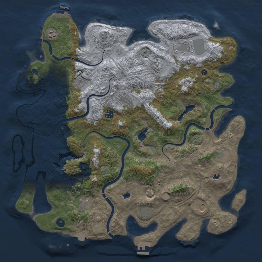 Rust Map: Procedural Map, Size: 4500, Seed: 236346361, 17 Monuments